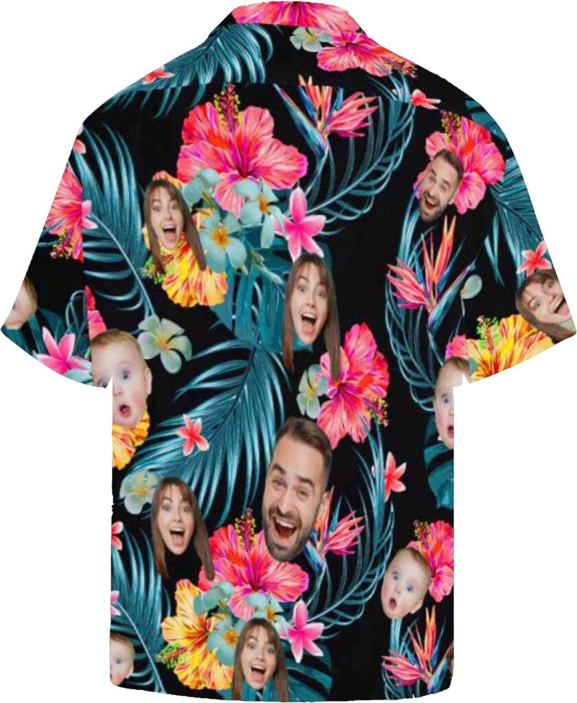 Custom Hawaiian Shirt with Face for Men Personalized Photo Funny Hawaiian Shirts Short Sleeve Beach Fruits Floral