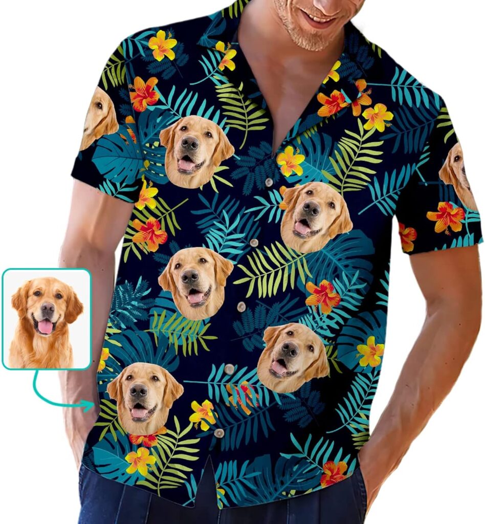 Custom Hawaiian Shirt with Face Funny Tropical Floral Hawaiian Shirts for Men Hawaiian Shirts Short Sleeve