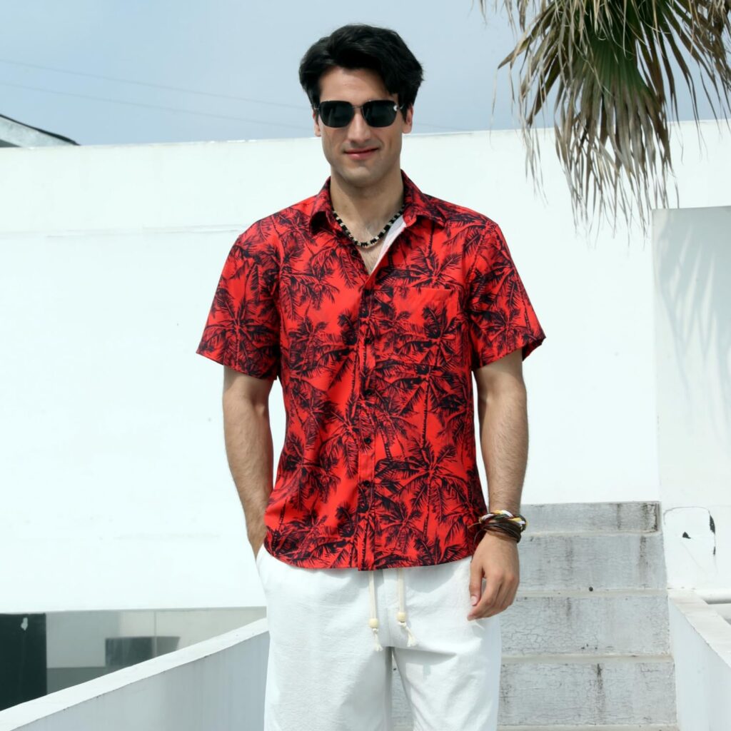 Mens Short Sleeve Hawaiian Shirts Casual Floral Button Down Tropical Shirt Summer Holiday Beach Aloha Hawaii Shirt…