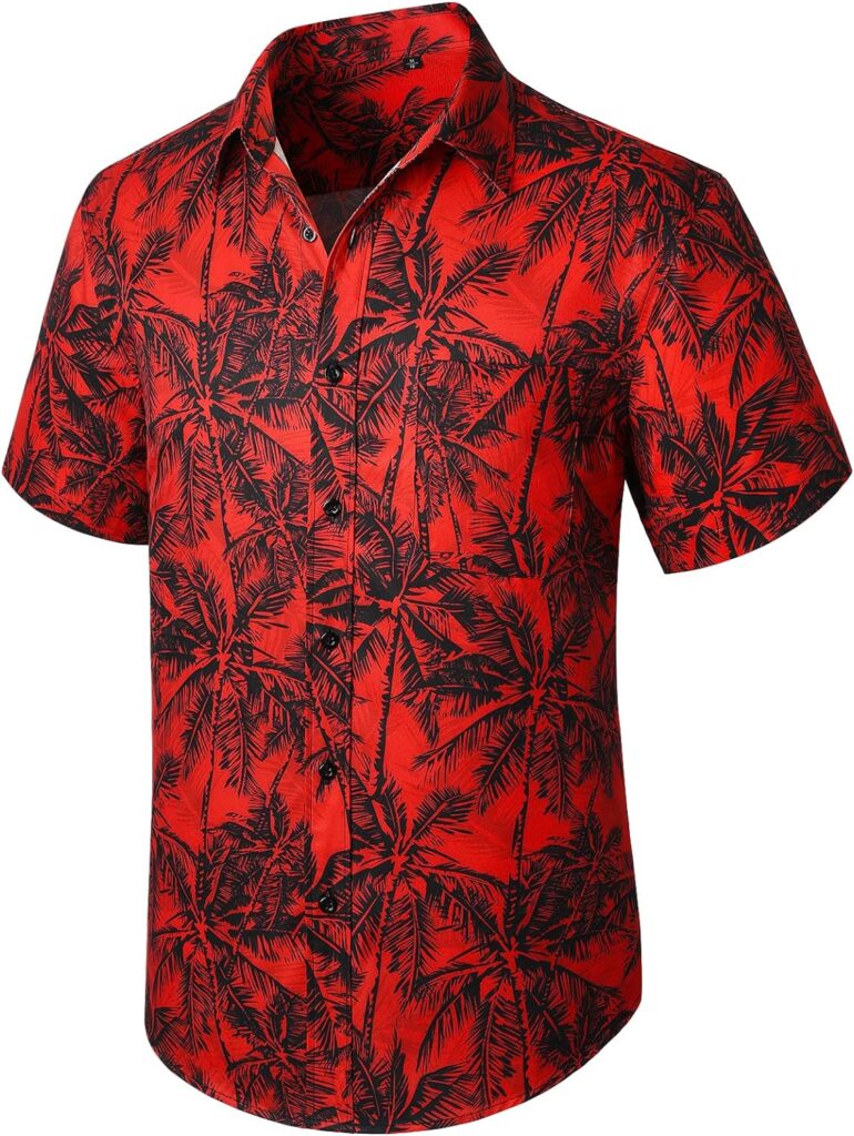 Mens Short Sleeve Hawaiian Shirts Casual Floral Button Down Tropical Shirt Summer Holiday Beach Aloha Hawaii Shirt…