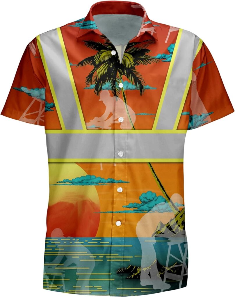 Palm Tropical Mens Hawaii Shirt, 3D Aloha Shirt Mens Button Down Short Sleeve Shirt, Hawaiian Shirt for Men  Women, S-5XL