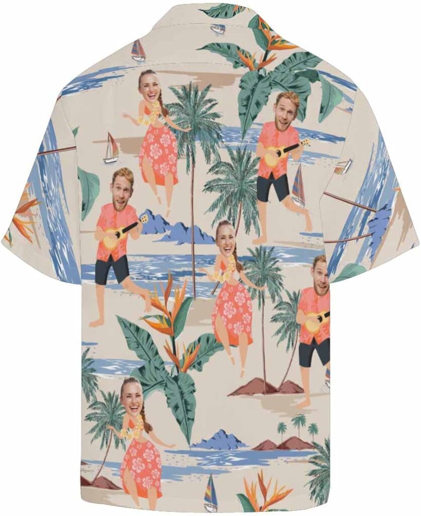 Personalized Hawaiian Shirt for Men Custom Face Photo Short Sleeve Tropical Floral Summer Beach Button Down Shirts
