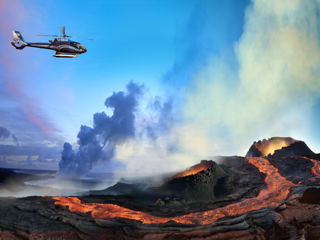 Where Can I Take A Scenic Helicopter Tour Over Active Volcanoes?